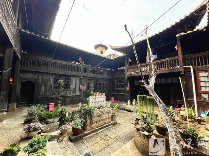 赵佩青旧居内绿意盎然的植被与古朴的建筑相映成趣。